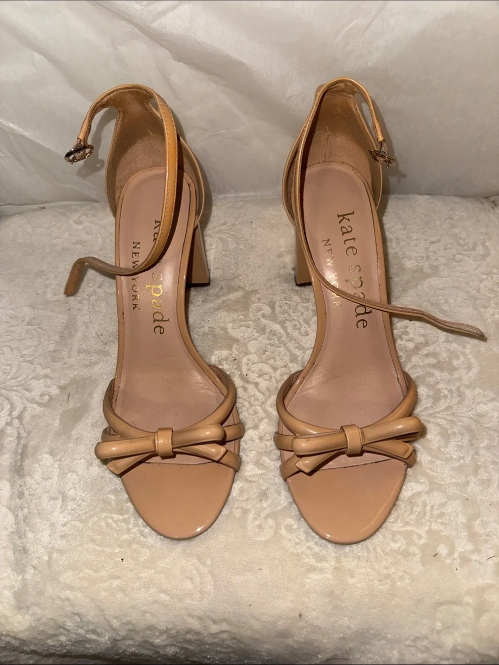 kate spade Neutral Bow Ankle-Strap Heels